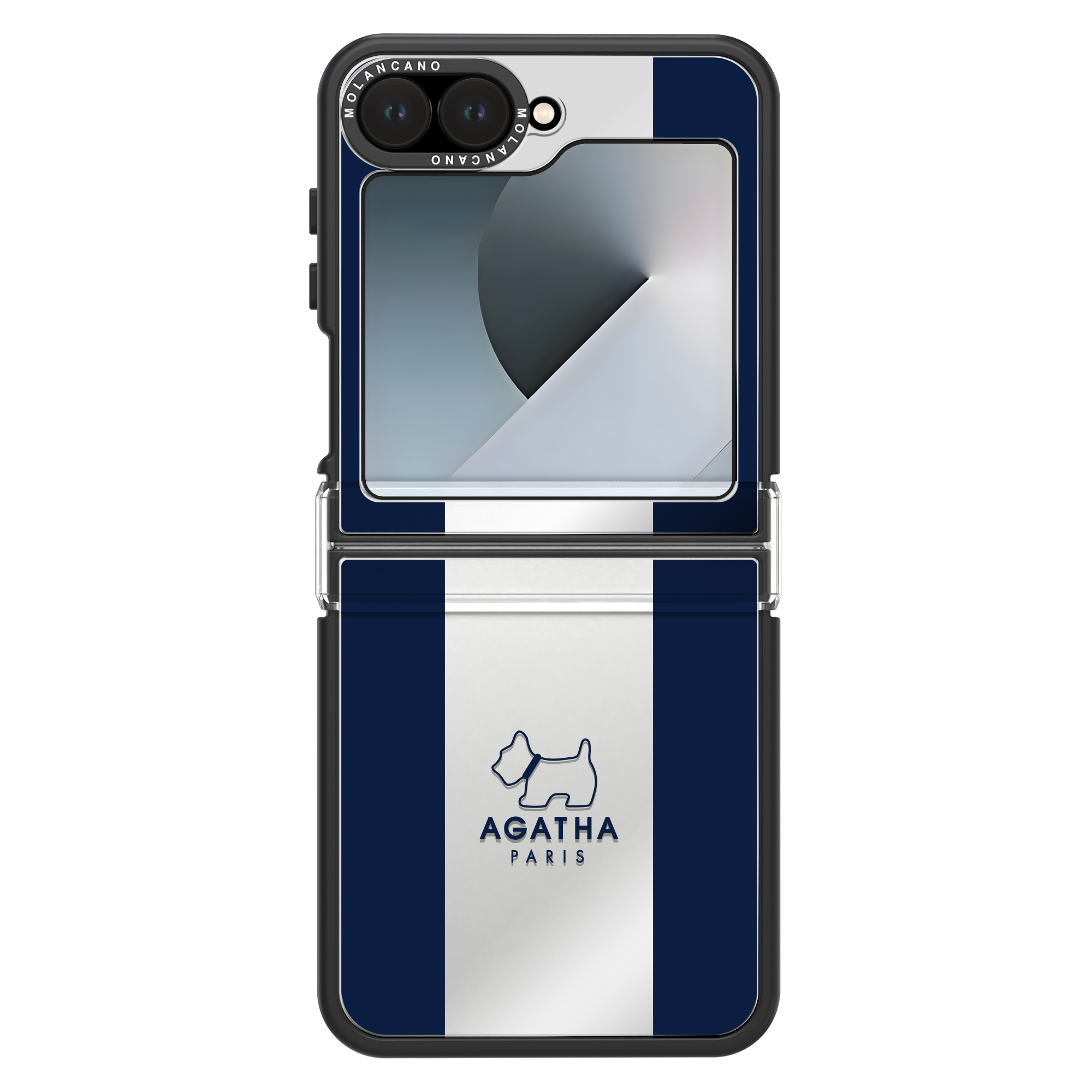 갤럭시 Z플립5 미러 아가타 시그니처 네이비 디자인 힌지 보호 거울 휴대폰 케이스