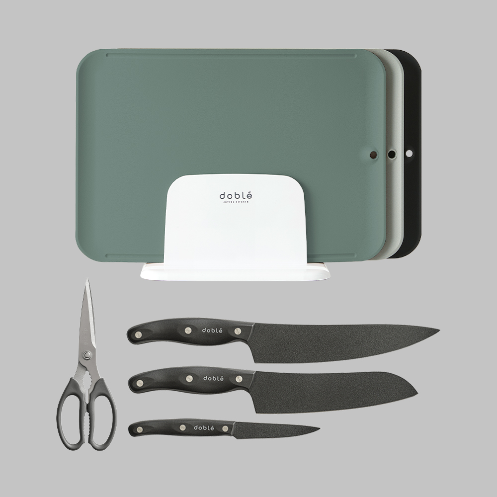 [N단독구성] 도블레 시그니처 도마세트+칼가위 세트 제품 이미지