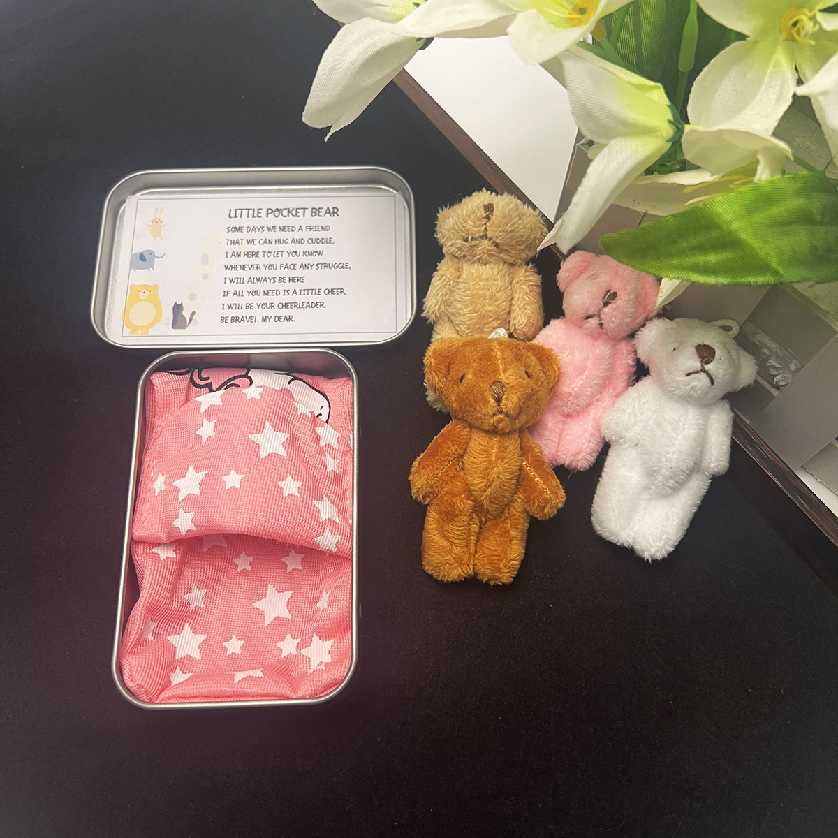 귀여운 잠자는 포켓 베어 곰인형 키링 열쇠고리 미니백 백팩 꾸미기템 백꾸 가꾸 애착템 마니또 선물 틴케이스 군번줄  증정