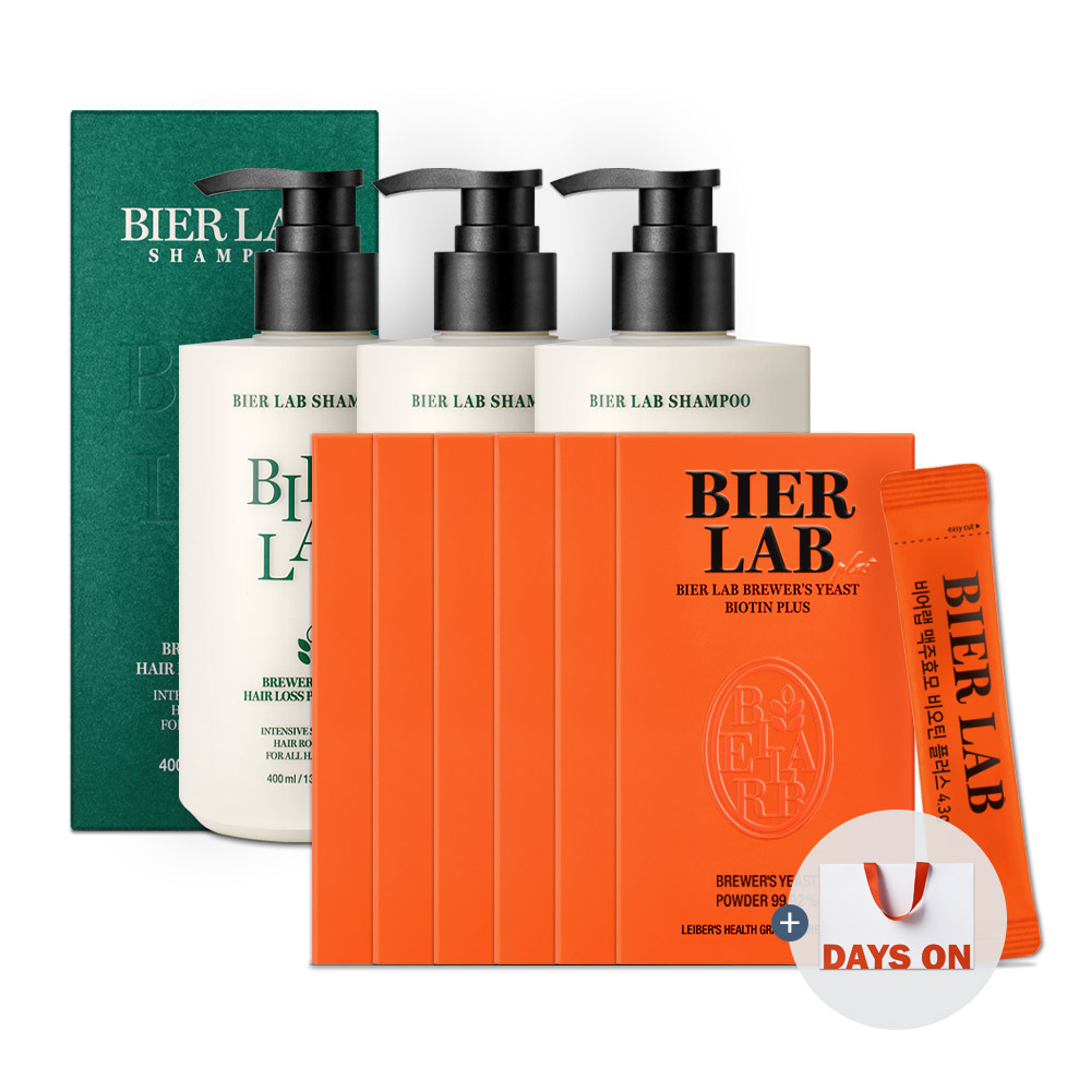 [쇼핑백 제공] 비어랩 독일 맥주효모 비오틴 플러스 환 6박스+탈모샴푸 3통