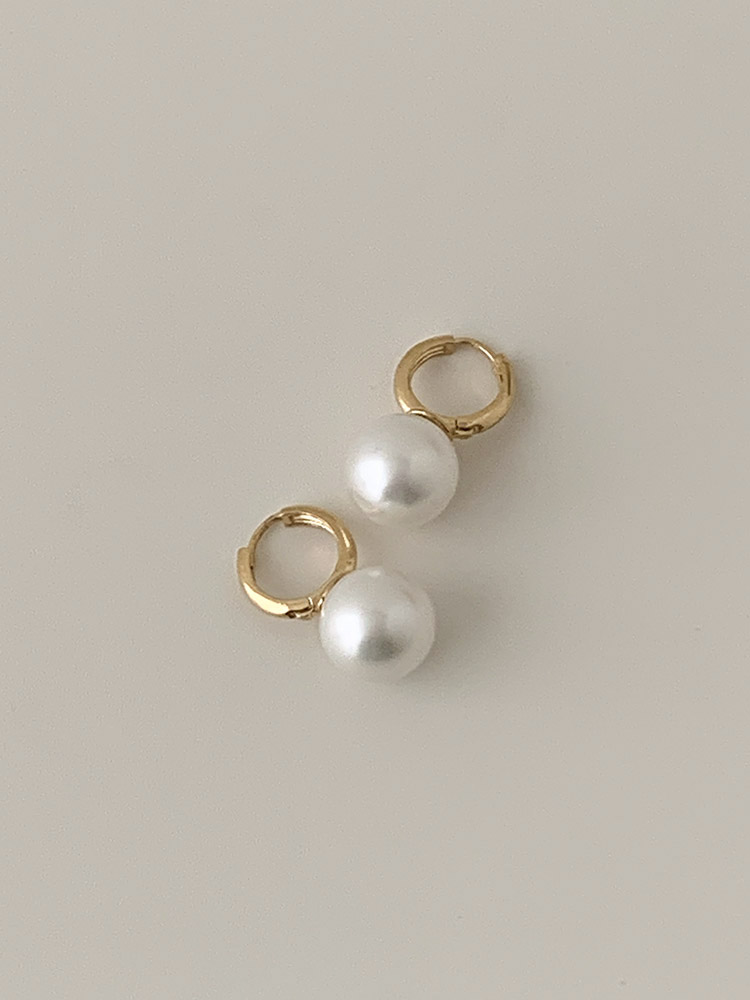 셀프러브 클래식 원터치 진주링(12mm) - 925실버 핵진주 웨딩 혼주 돌잔치 링귀걸이