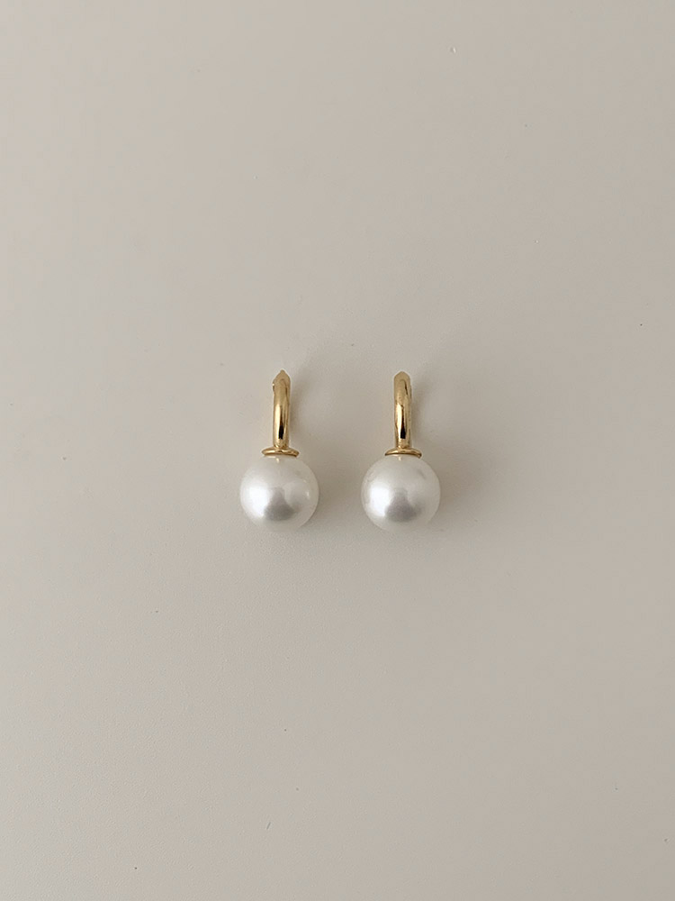 셀프러브 클래식 원터치 진주링(12mm) - 925실버 핵진주 웨딩 혼주 돌잔치 링귀걸이