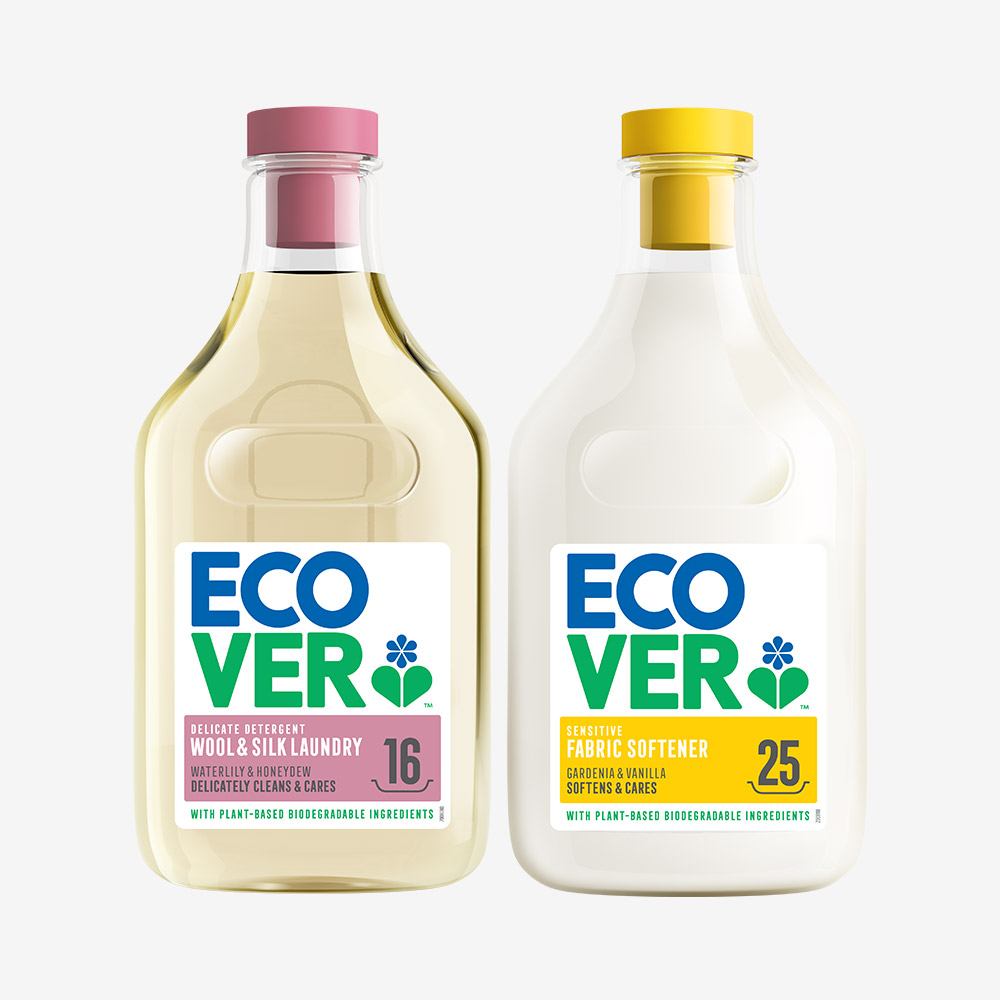 에코버 울세탁세제 수련꽃 허니듀 750ml, 1개+섬유유연제 치자꽃 바닐라 750ml, 1개 - 메인 이미지