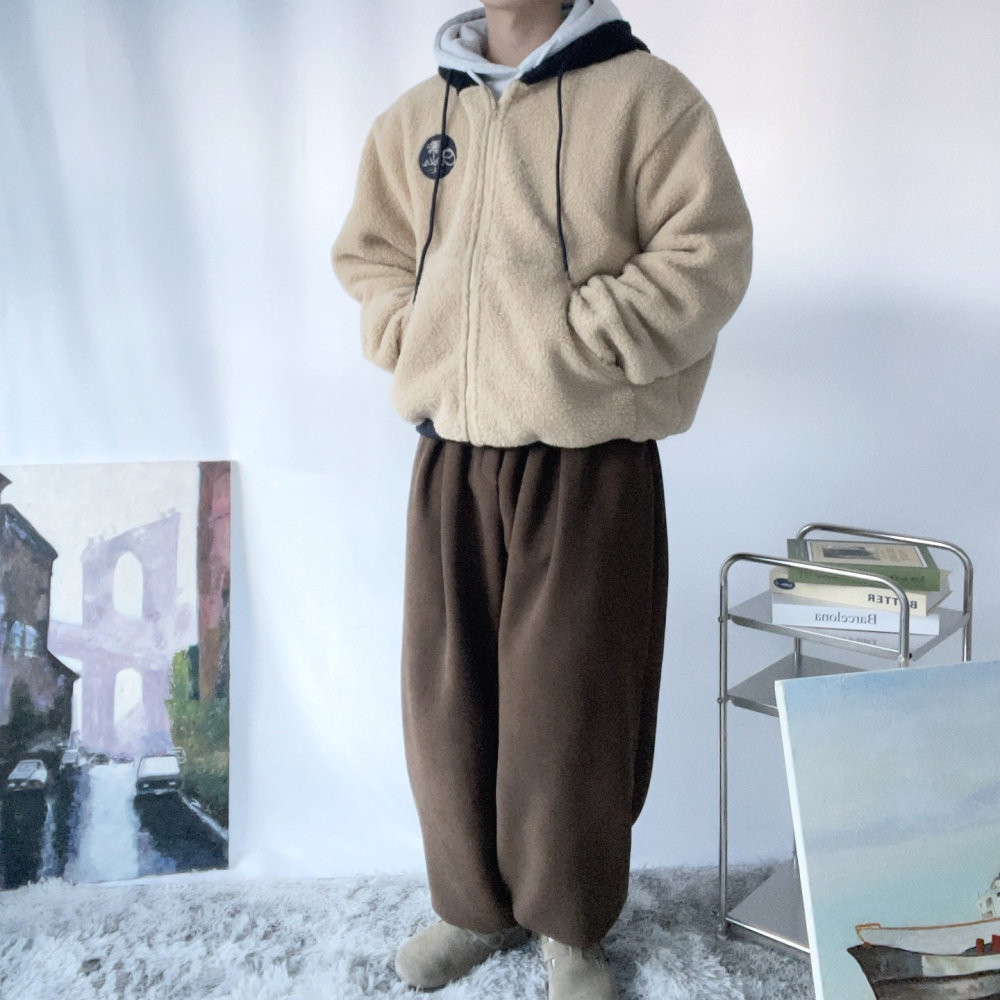 양털후드집업 뽀글이 남자 겨울 후드집업 후리스 - 상세 이미지 3