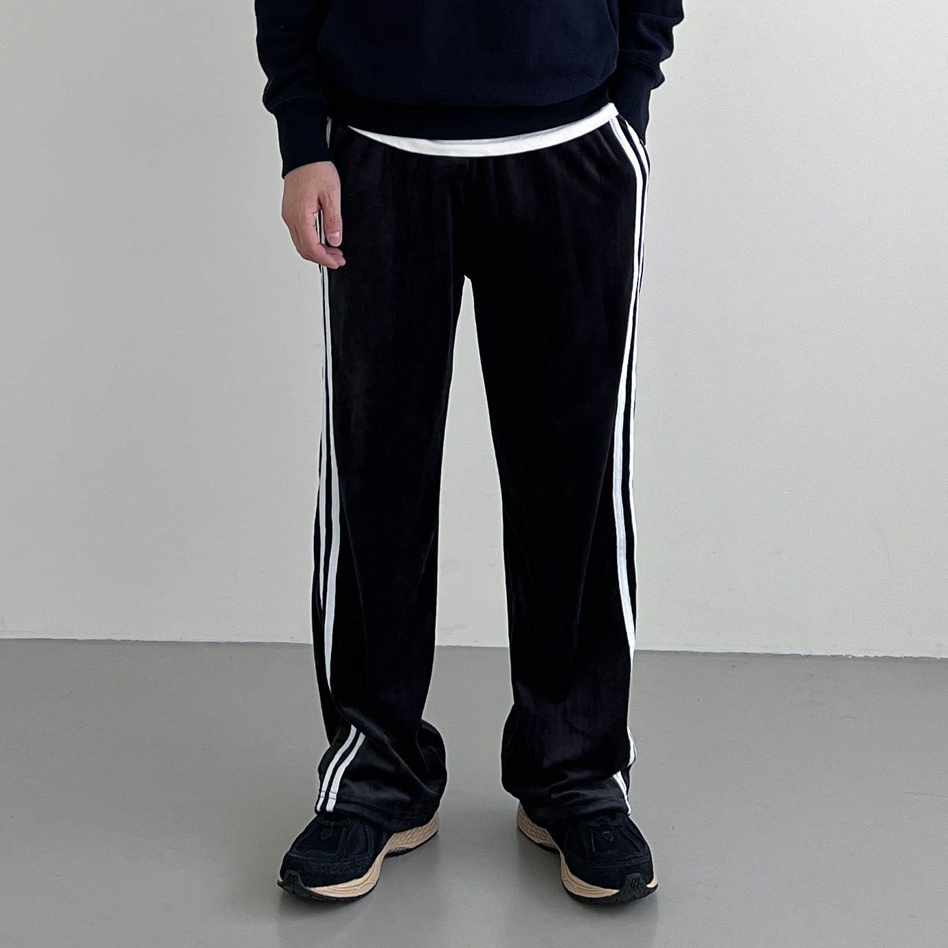 남자벨벳바지 와이드트레이닝팬츠 보아털바지 트랙팬츠 - 상세 이미지 5