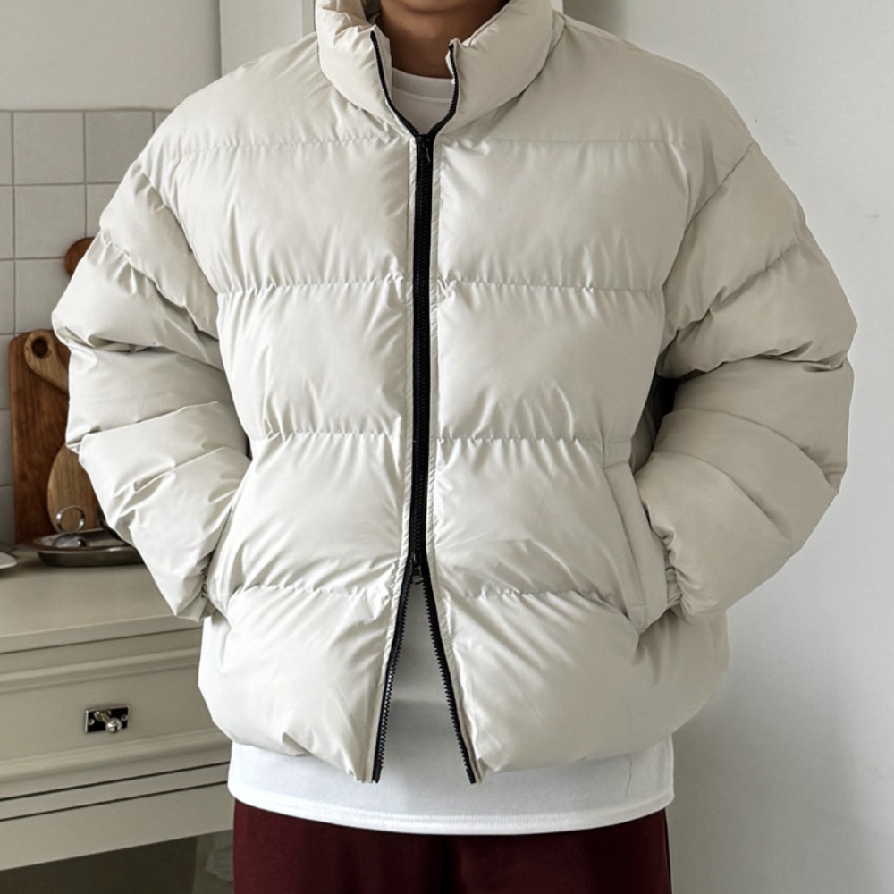 남자 토레 오버핏 겨울 웰론 따뜻한 빵빵한 레더 패딩 점퍼