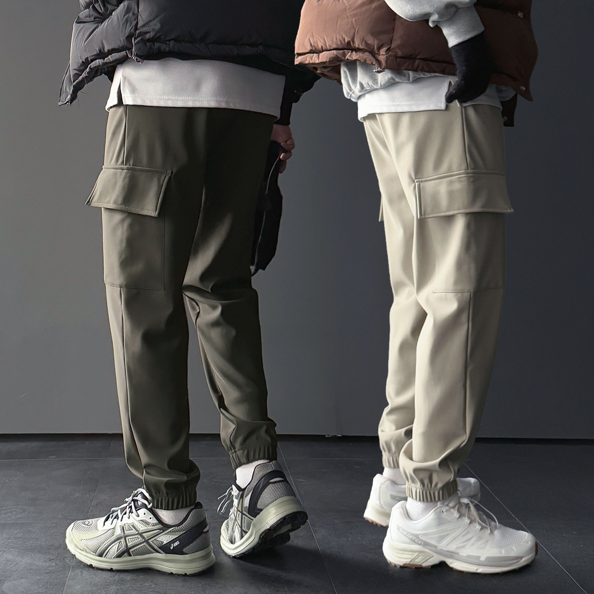 1+1 카고바지 남자융기모바지 남성기모조거팬츠 - 상품 이미지