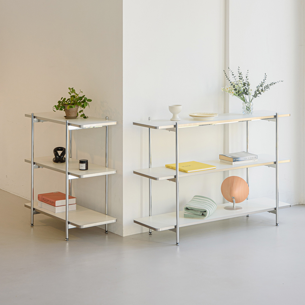 고트 미드센츄리 모던 철제 수납 사각 3단 선반 800