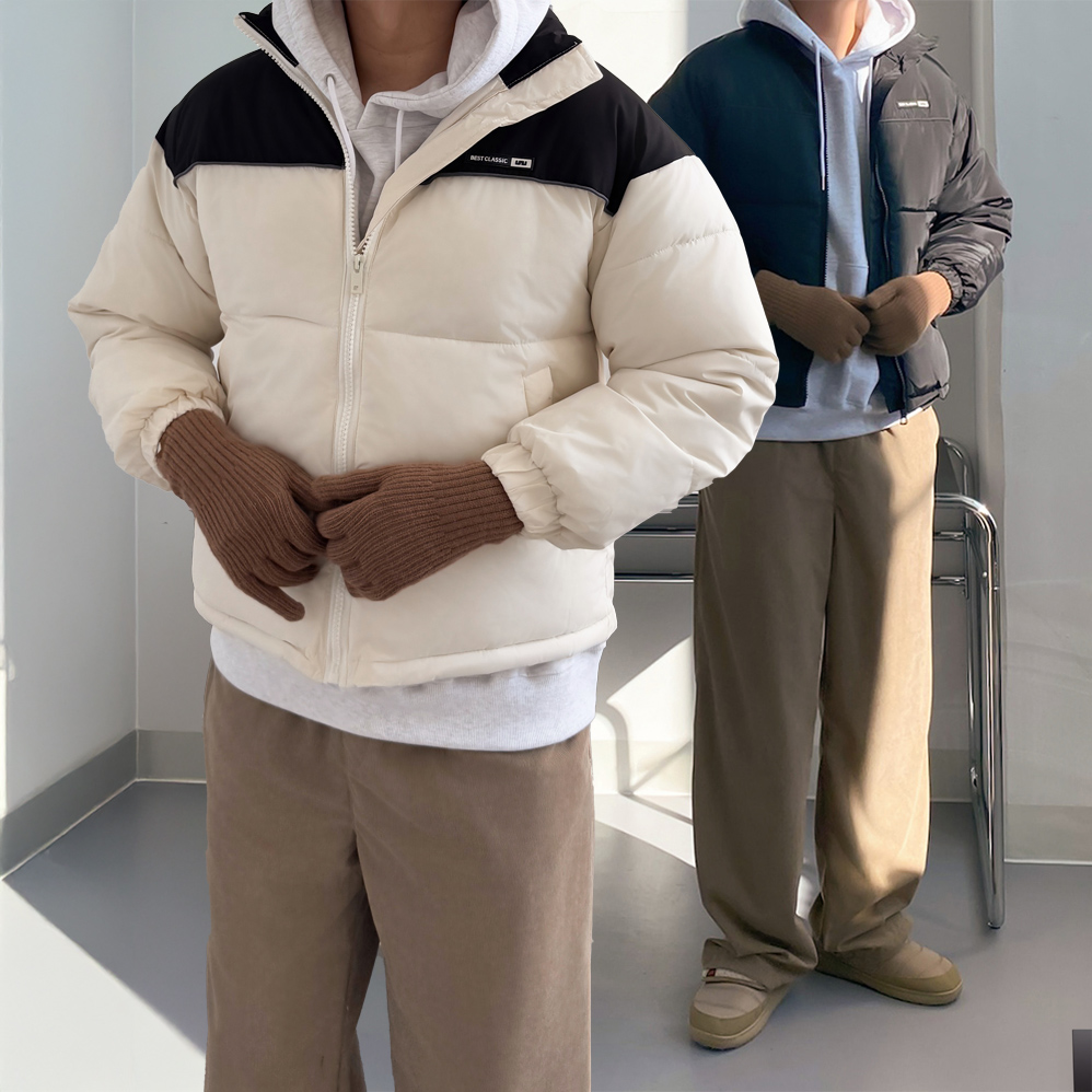 1+1 커플패딩 솜패딩 남자크롭패딩 - 상세 이미지 3