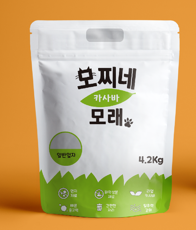 먼지없는 고양이모래 모찌네모래 카사바 그린 일반입자 8.4kg