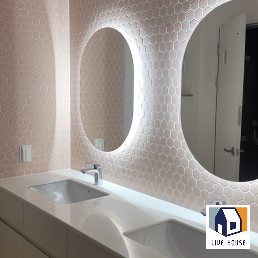 LED 타원형 거울 화장대 욕실 벽결이 세면대 거울