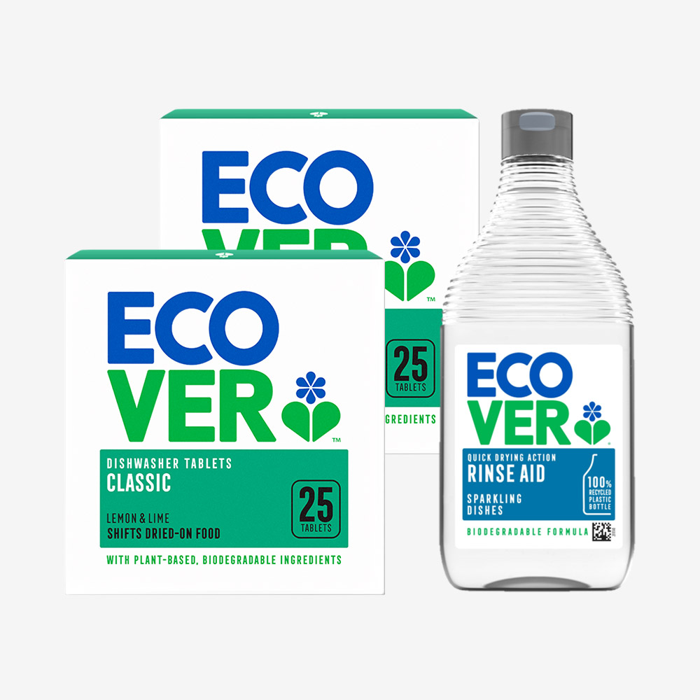 에코버 클래식 식기세척기세제 레몬 라임 25개입, 2개+린스 450ml, 1개