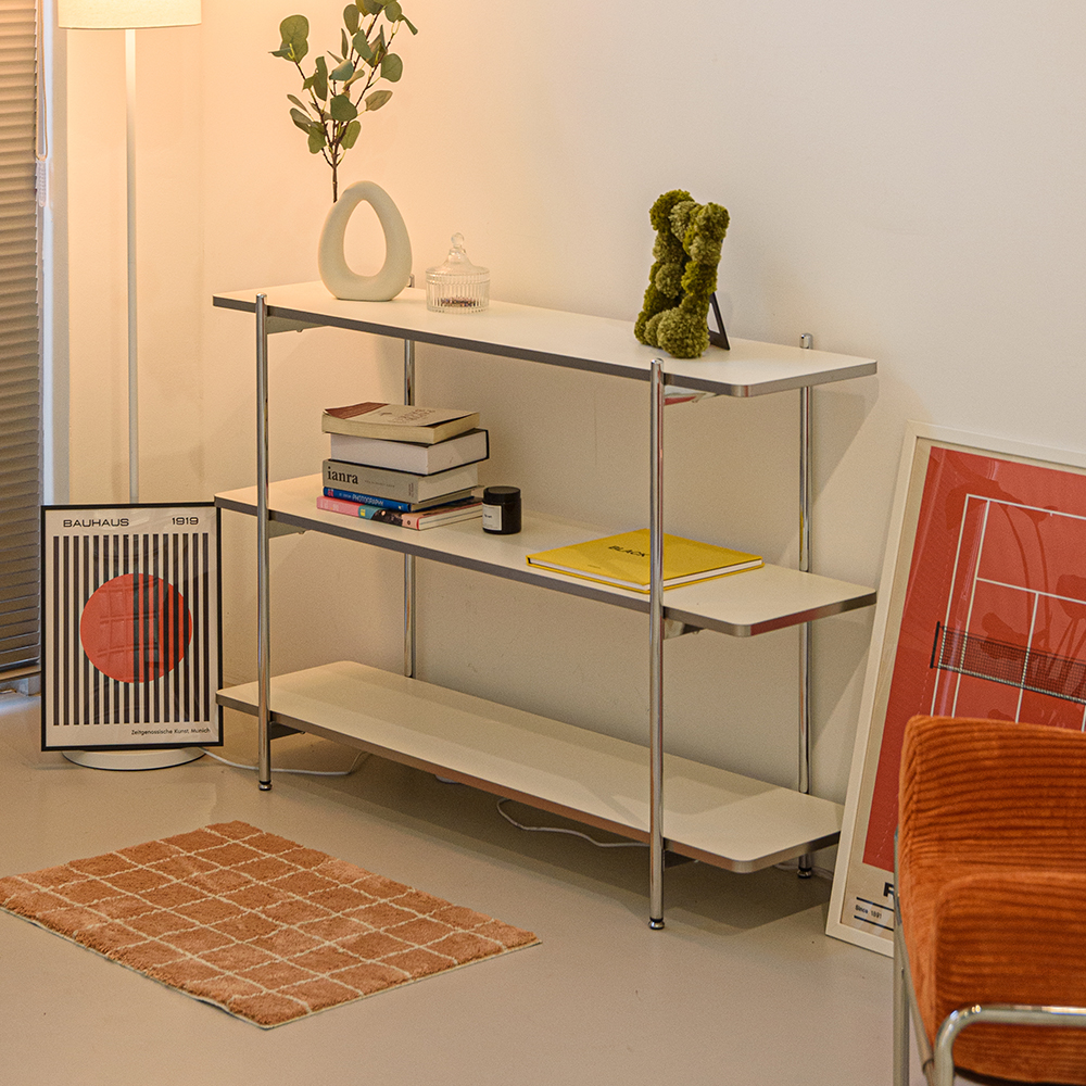 고트 미드센츄리 모던 철제 수납 사각 3단 선반 800