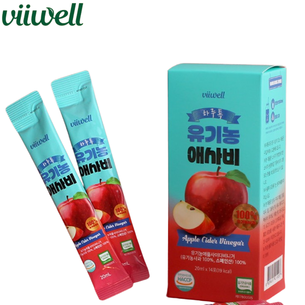 비웰 유기농 애사비 스틱 20ml 14포 1박스 사과 초모 발효 식초 애플 사이다 비니거 - 상품 이미지