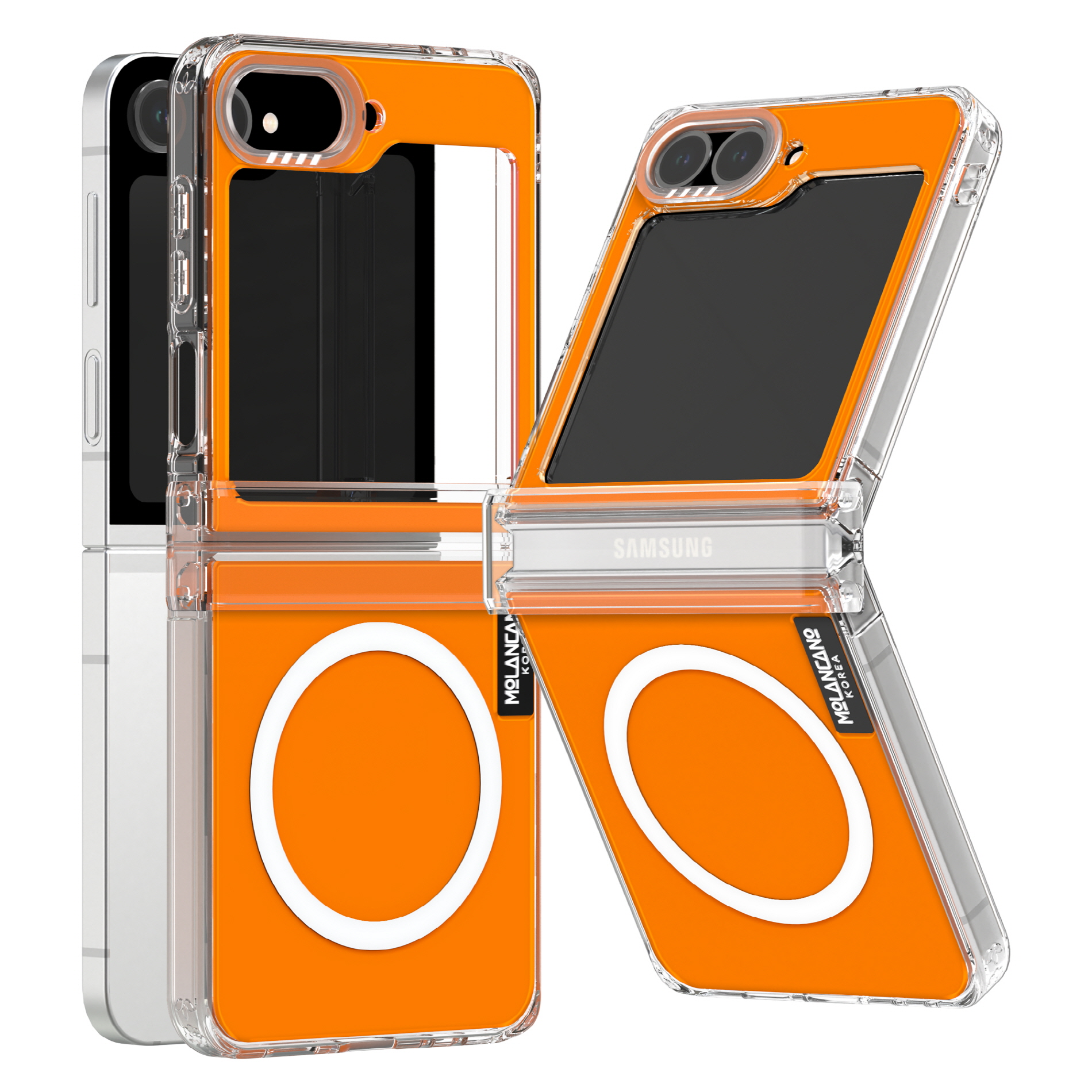 갤럭시Z플립3 2배자력 맥세이프 크리스탈 컬러 투명 힌지보호 젤하드 휴대폰 레드 - 상세 이미지 2