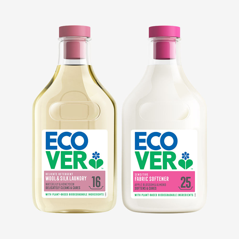 에코버 울세탁세제 수련꽃 허니듀 750ml, 1개+섬유유연제 사과꽃 아몬드 750ml, 1개 - 메인 이미지