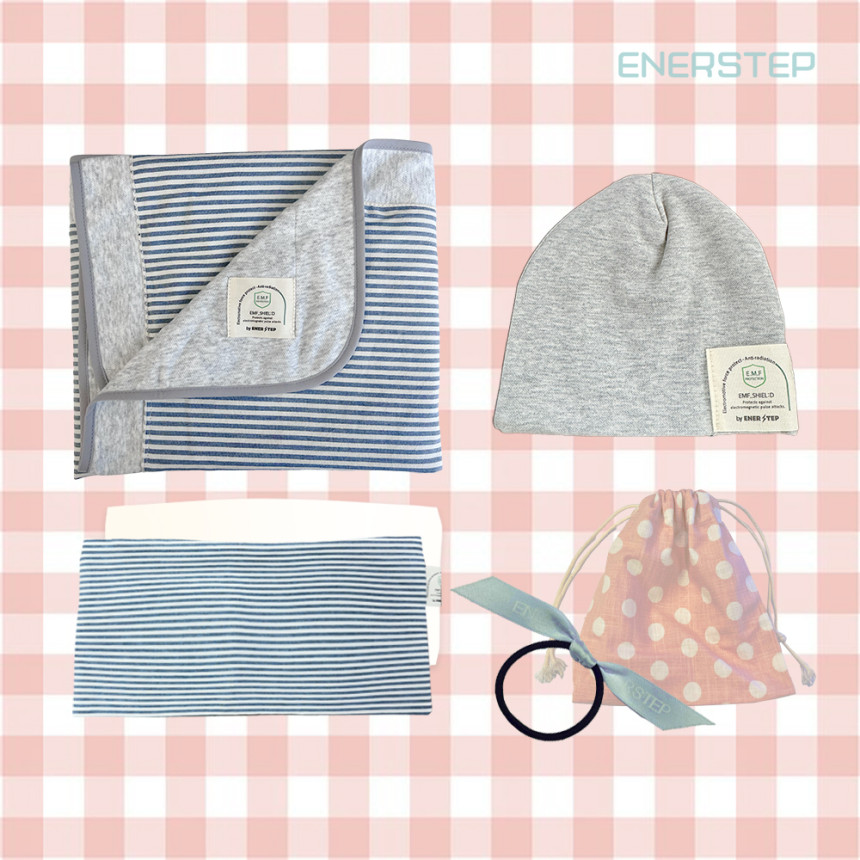 전자파차단 아기 블랭킷 + 모자 + 베개 세트 임신 출산 선물 [에너스텝] 5D힐링