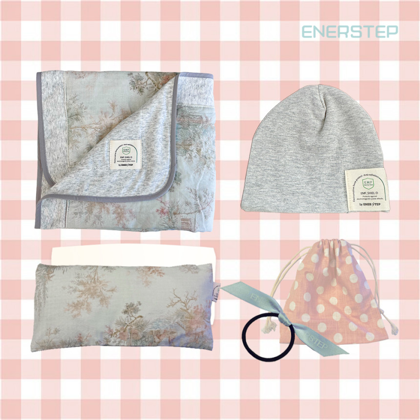 전자파차단 아기 블랭킷 + 모자 + 베개 세트 임신 출산 선물 [에너스텝] 5D힐링