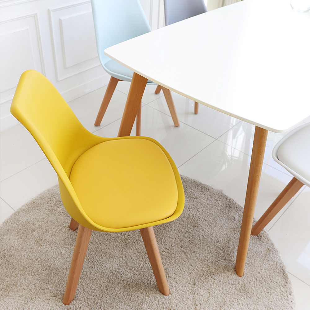 [4개세트] 인테리어 가죽 쿠션 원목 에펠체어 식탁 카페 의자 SL108