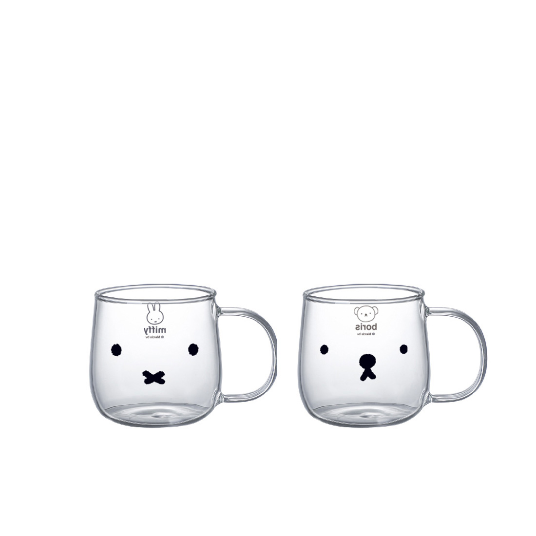 [에지리x미피] 내열유리 라운드 머그 컵 380ml, 2개, MIFFY+BORIS