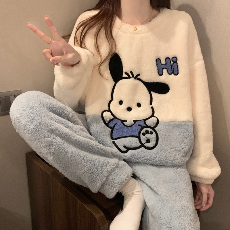 러블리 레빗 여성 겨울잠옷 상하의 세트 따뜻한 파자마 토끼잠옷 - 상세 이미지 2