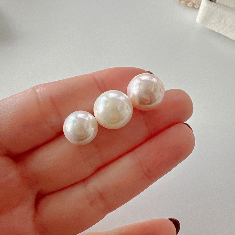 10K 14K 빅사이즈 진주 귀걸이 혼주 한복 10mm 12mm - 상세 이미지 3