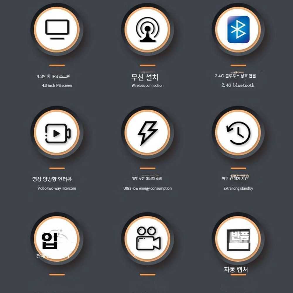 고스트캠프 무선인터폰 아파트 차임벨 가정용 도어벨 블랙 M8 (디스플레이 없음) - 상세 이미지 3