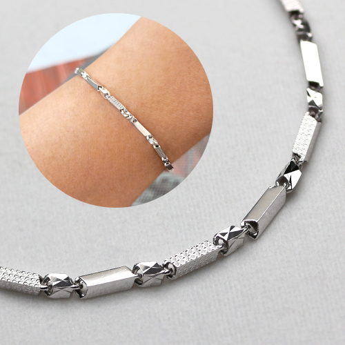 14k 화이트골드 컷팅 체인 팔찌