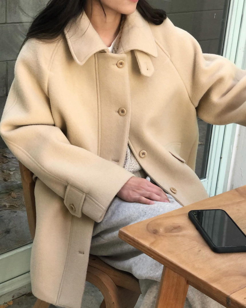 디엠버 노아 울 하프 코트 카라 비죠 포켓 싱글 래글런 ct 상세 이미지 3