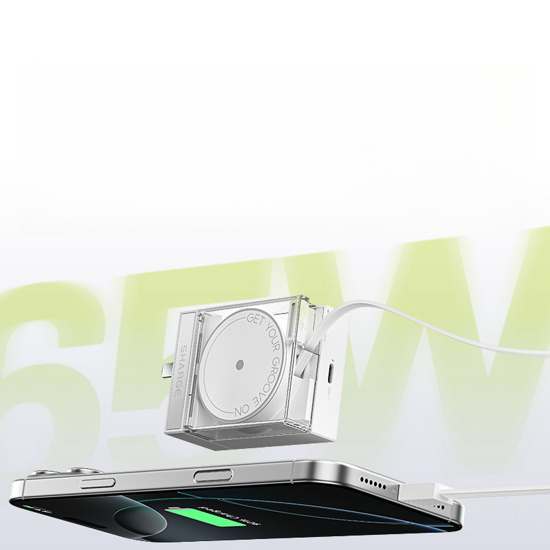 Sharge 65W 레코드 S4 멀티 충전기 멀티포트 데스크테리어 화이트 - 상세 이미지 2