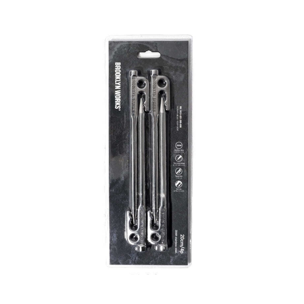 브루클린웍스 캠핑팩 스테인레스 30cm 4P 세트 단조 타프 텐트 팩 - 상세 이미지 3