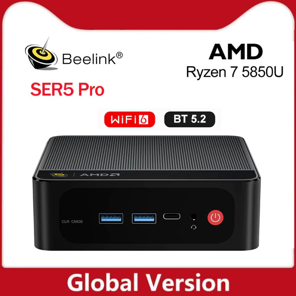 Beelink 미니 PC SER5 프로 AMD Ryzen 7 5850U 홈 데스크탑 게이밍 컴퓨터 DDR4 16G 32G 500GB 1TB NVME SSD 4K 60Hz WiFi : 돈나무18