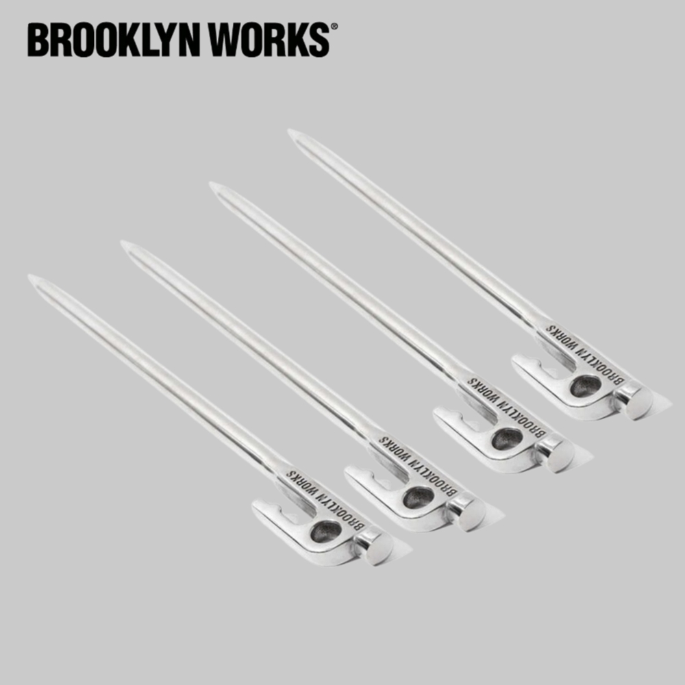 브루클린웍스 캠핑팩 스테인레스 30cm 4P 세트 단조 타프 텐트 팩 - 상품 이미지