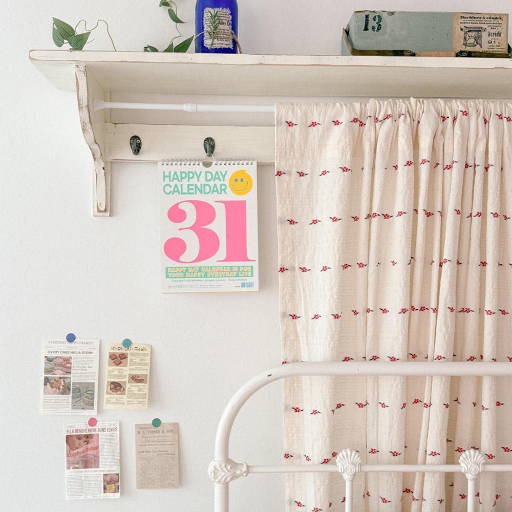 마리엔젤 레트로 빈티지 레드 귤꽃 가리개 창문커튼 테이블보 가능 XS