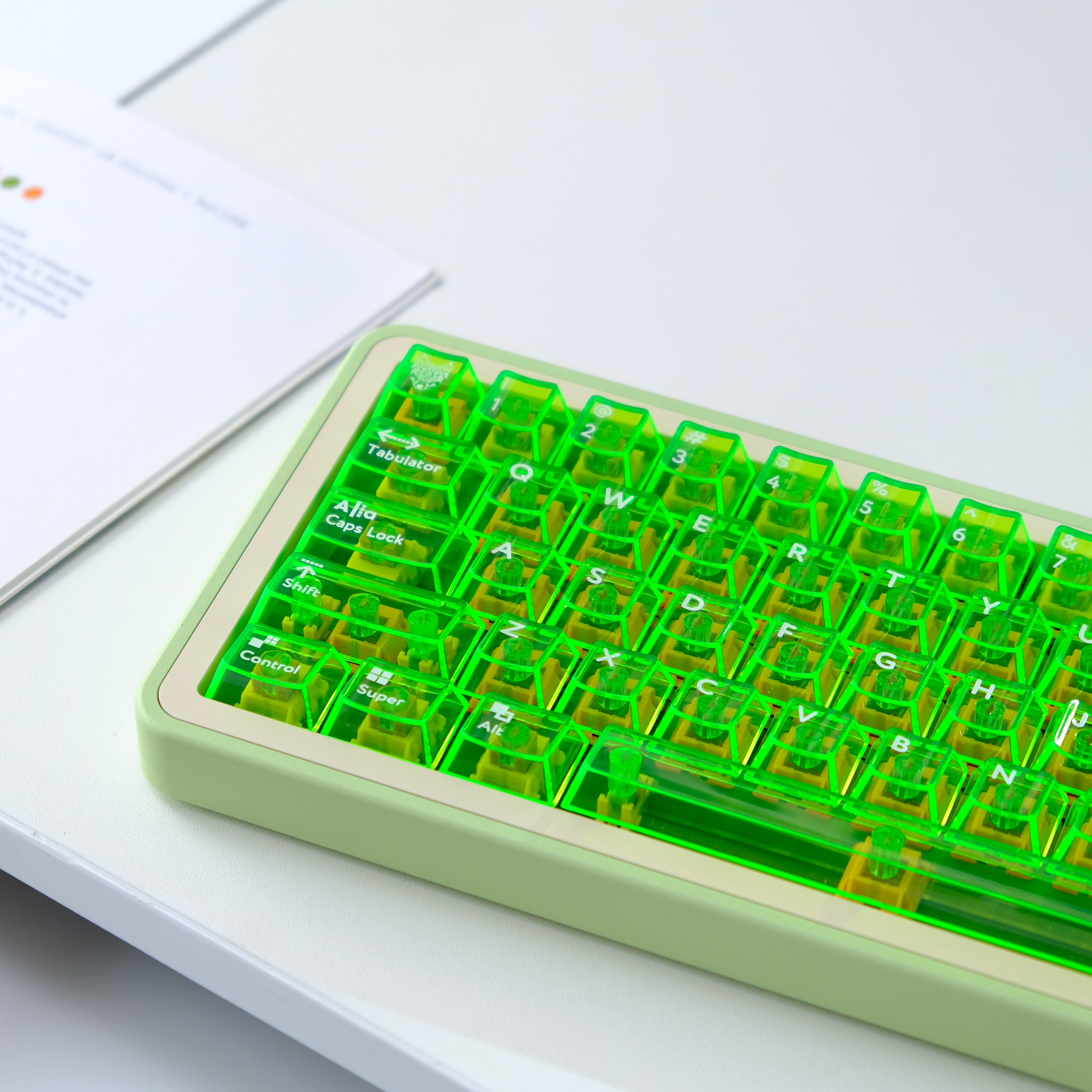 아이페이 네온 클리어 투명 키캡 그린 PC 키캡 LED 독거미 기계식 키보드 용 - 상세 이미지 3