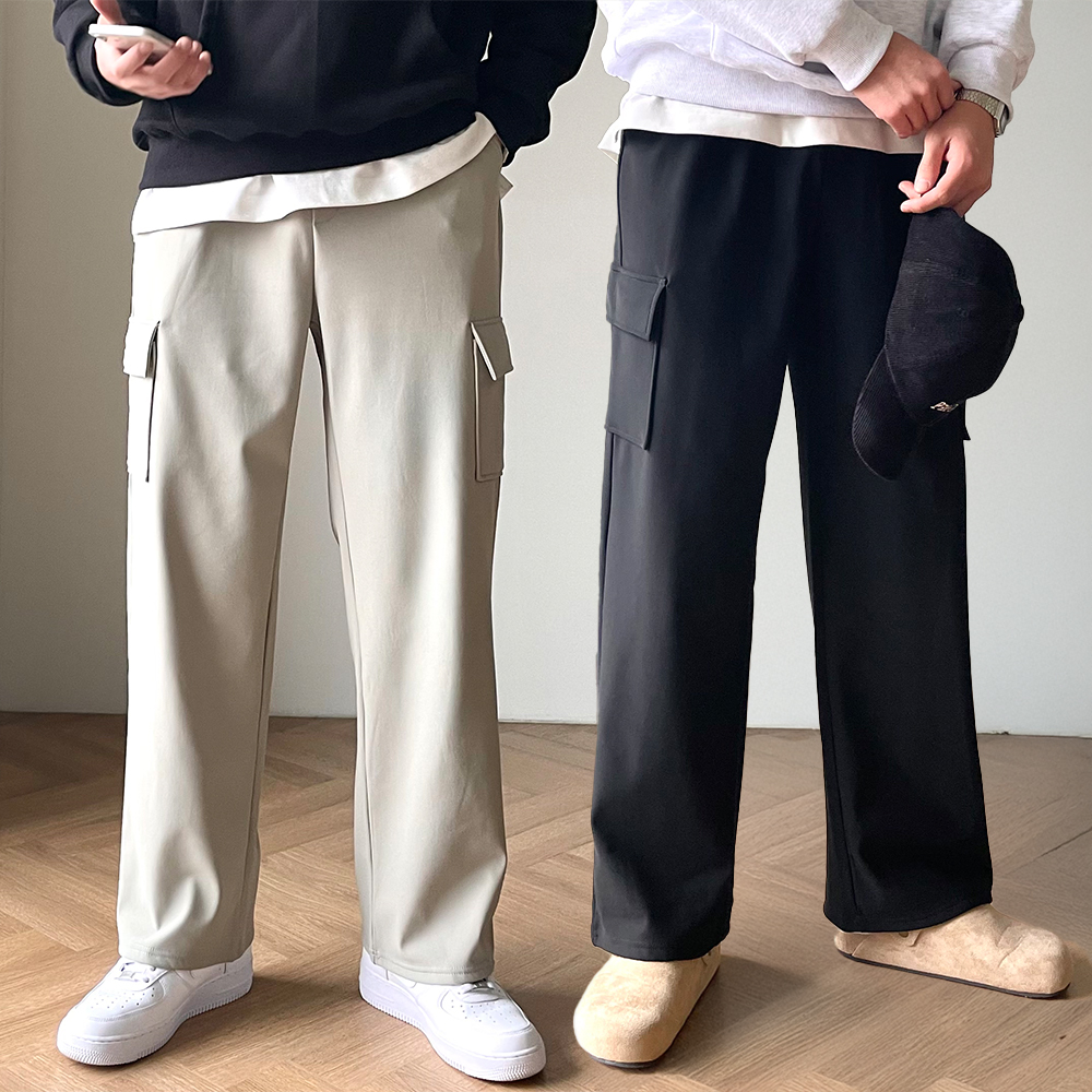 겨울트레이닝바지 카고트레이닝팬츠 스판츄리닝 - 메인 이미지