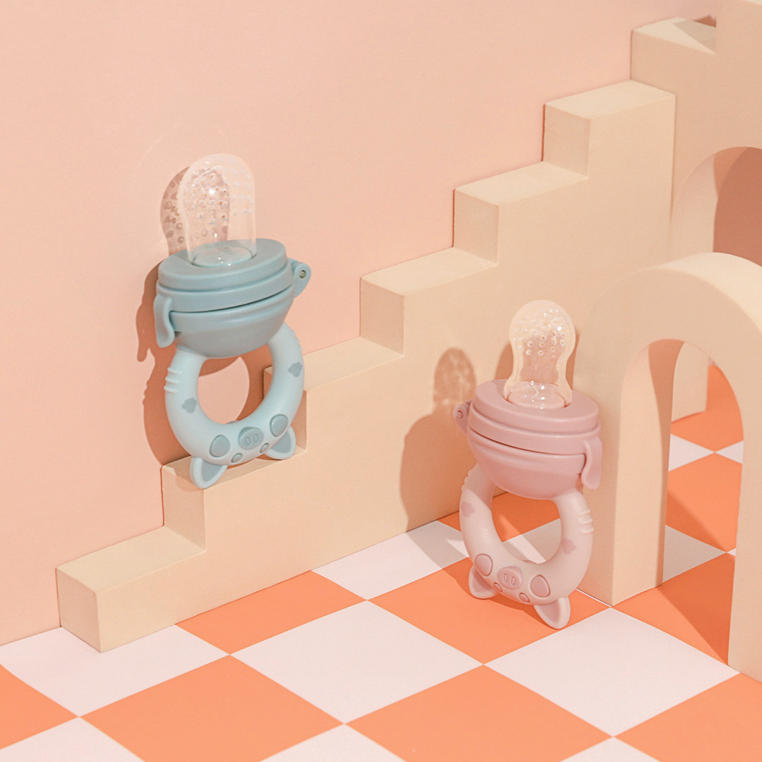 베이비팜 아기 실리콘 국민 과일 과즙망 블루+핑크 S M L 세트 이유식 수박