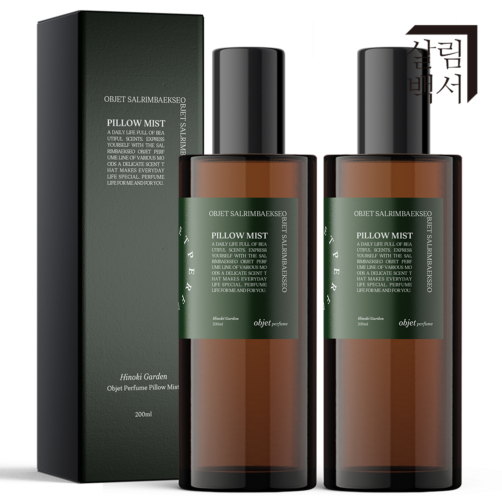 1+1 살림백서 오브제 퍼퓸 필로우미스트 200ml 히노키가든 룸스프레이 섬유탈취제