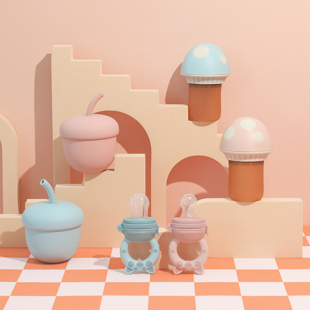 베이비팜 초기 이유식 준비 스타터 세트(과즙망+도토리 빨대컵+짜먹는 버섯 이유식 스푼)