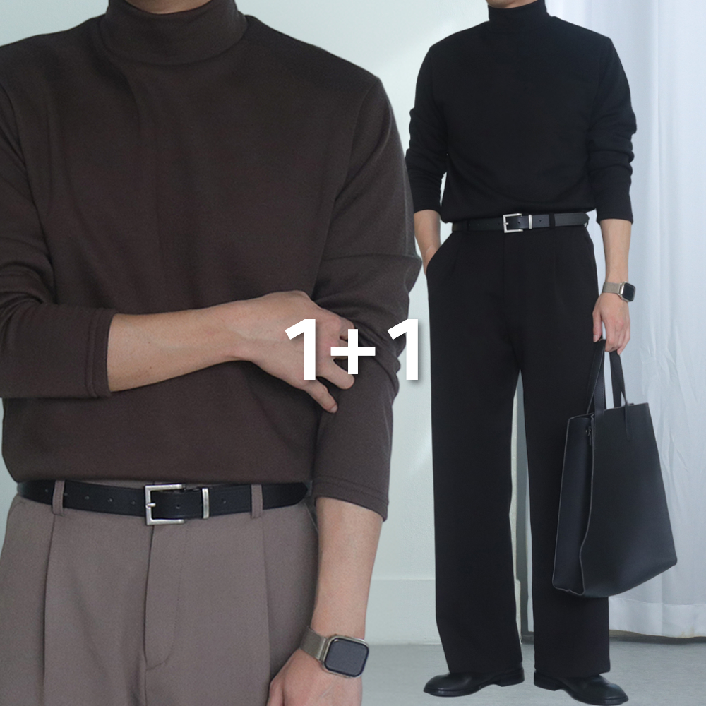 1+1 남자 니트 기모 모크넥 반목폴라 니트