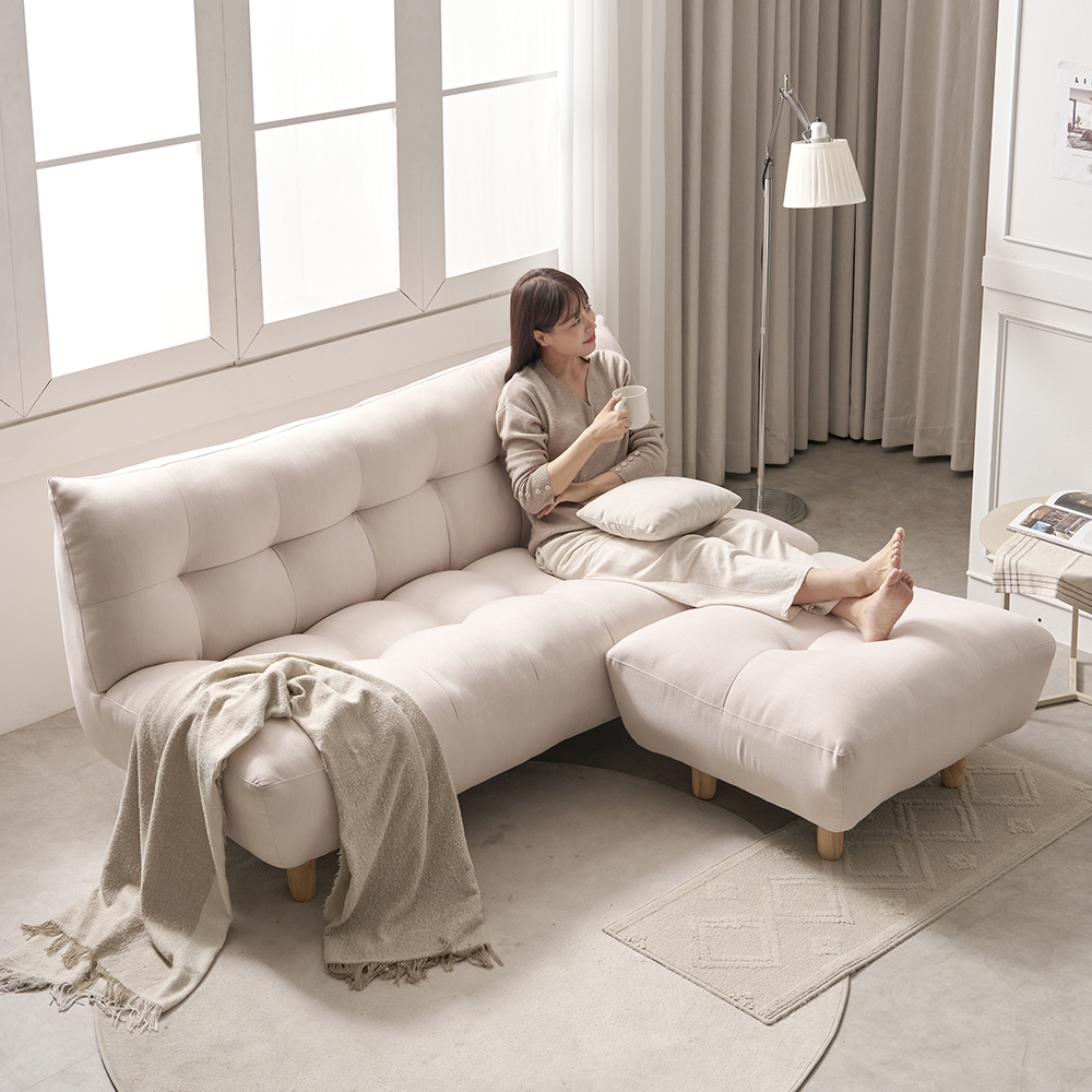 타미 패브릭 3인용 클라우드 소파 보조 스툴 포함