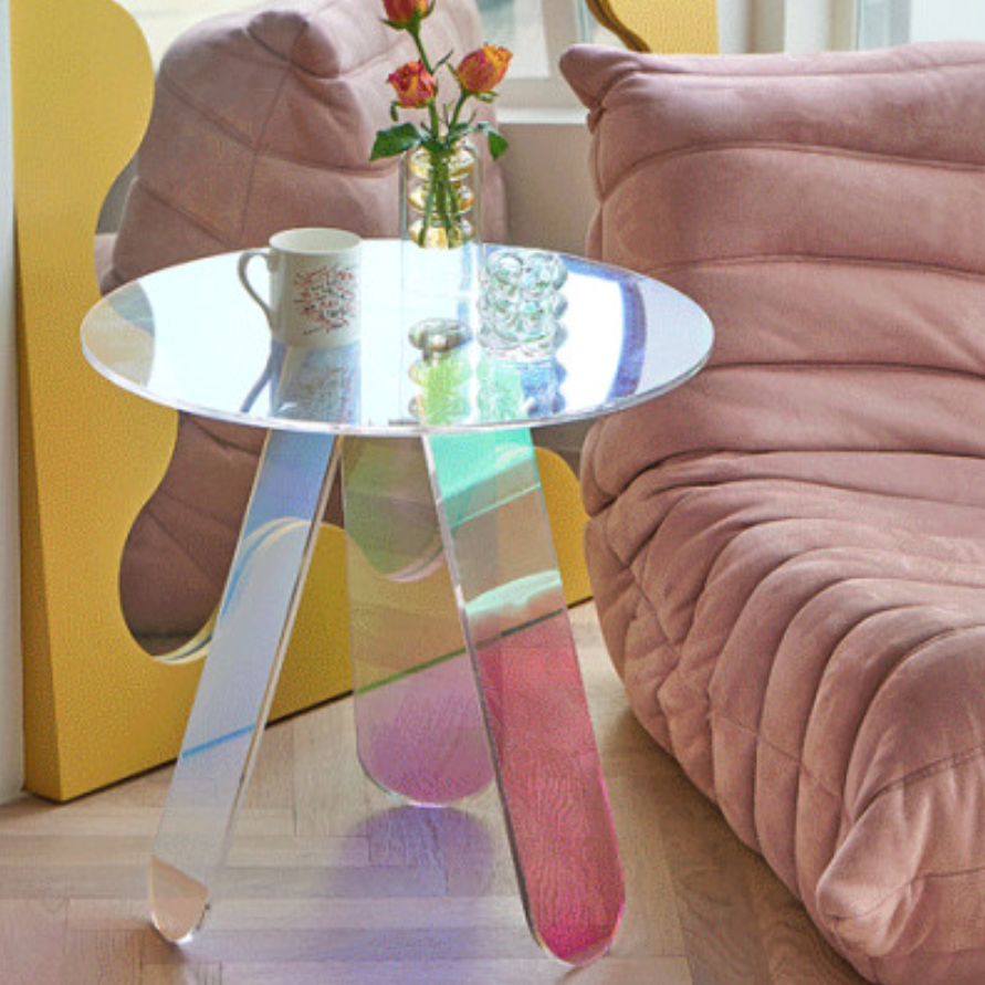 홀로그램 테이블 레인보우 테이블 높은 거실 소파 투명 아크릴 테이블