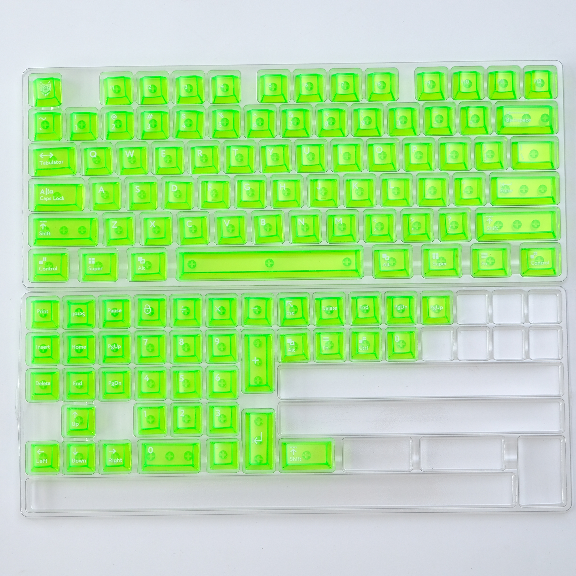 아이페이 네온 클리어 투명 키캡 그린 PC 키캡 LED 독거미 기계식 키보드 용 - 상세 이미지 2