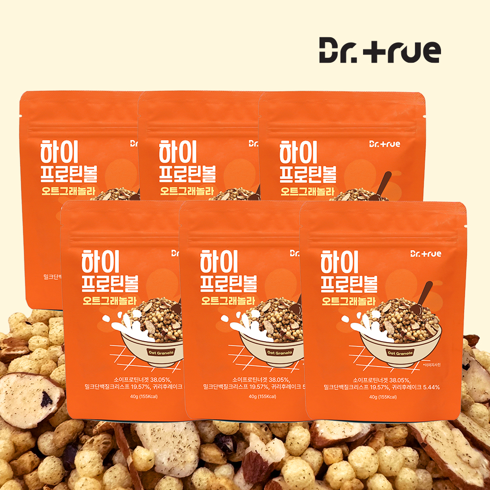 닥터트루 하이 프로틴 볼 다이어트 그레놀라 시리얼 저당 오트 그래놀라 40g, 6개