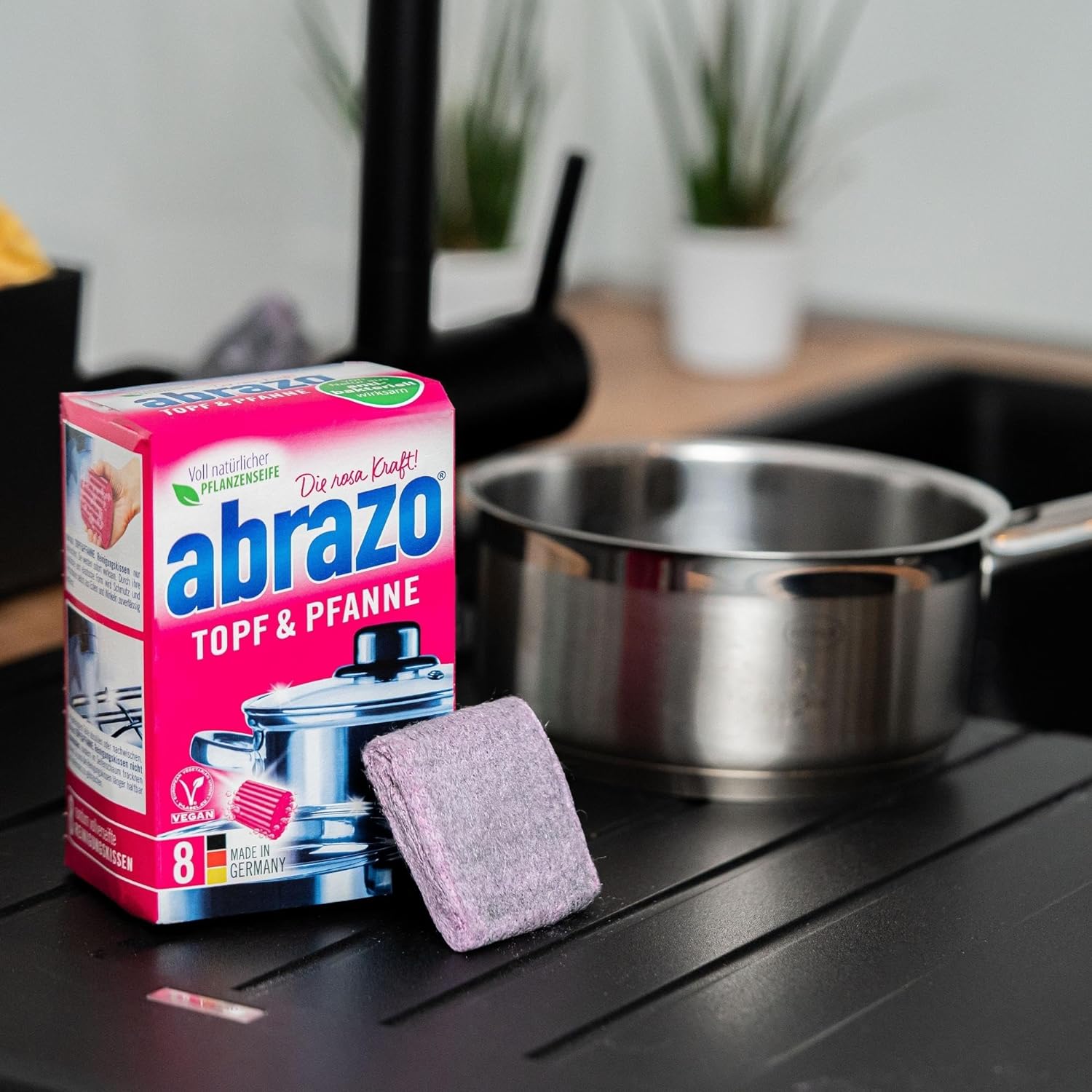 아브라조 독일 스틸울 철 수세미 멀티 다목적 주방 탄냄비 기름때 8개입, 1개