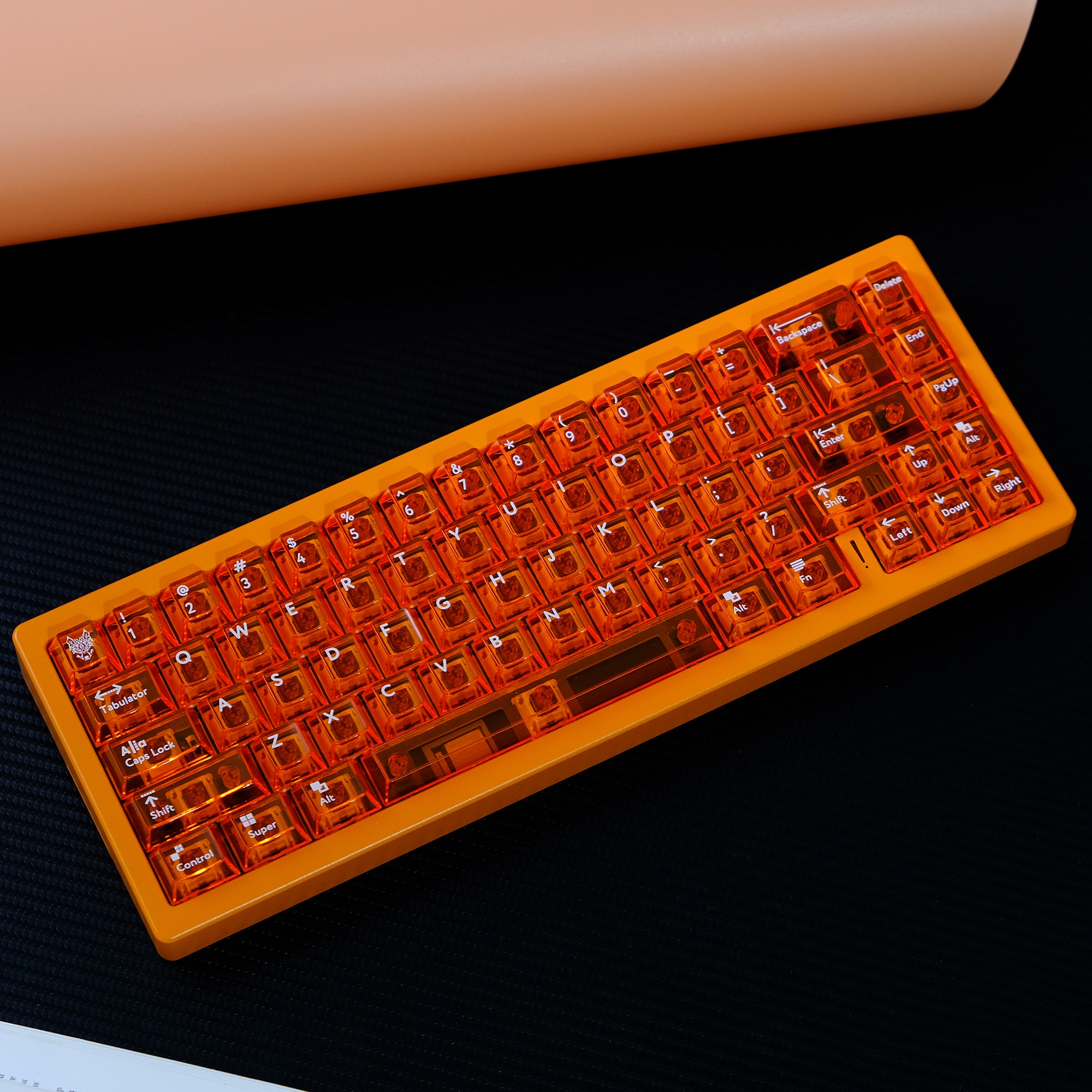 아이페이 네온 클리어 투명 키캡 오렌지 PC 키캡 LED 독거미 기계식 키보드 용 - 메인 이미지