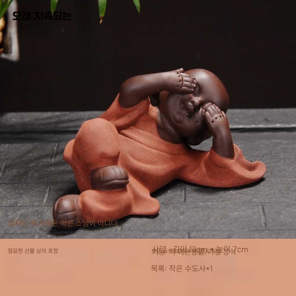 고스트캠프 동자승 부처님 1개 소품 인테리어 불교 노란옷 안들음 - 상세 이미지 4