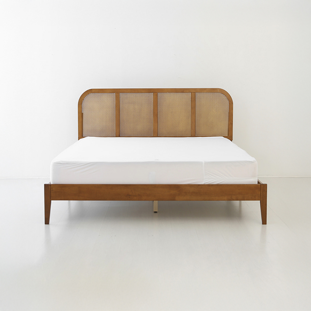 CESBON 원목침대 킹 180200 고무나무 원형 브라운 3570.6185