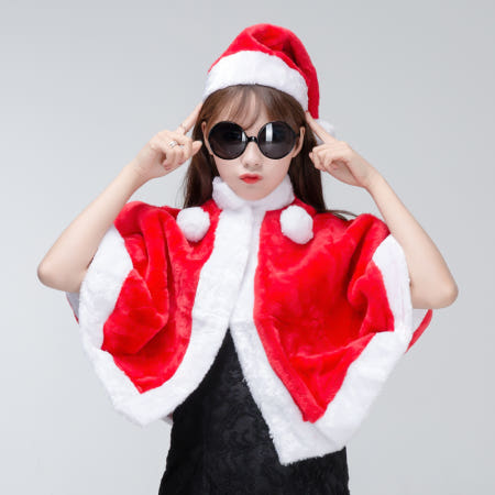 (택배비 무료) 밍크산타망토모자세트소/산타망토/산타모자/크리스마스망토/크