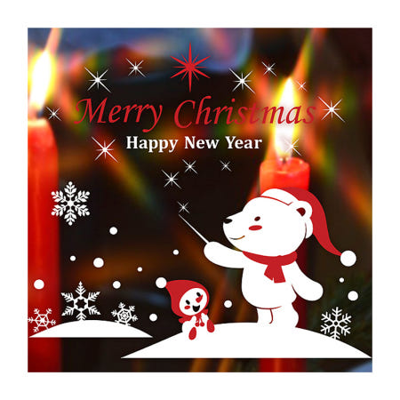 (택배비 무료) 한국산 크리스마스 곰돌이산타 유리창문 데코스티커